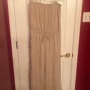 LOFT animal print strapless jumpsuit
